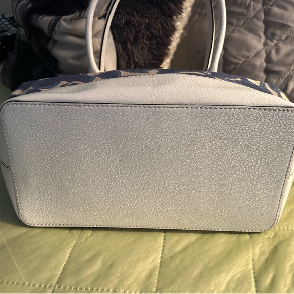 kate spade Navy Leaf Canvas Tote with White Trim - Picture 3 of 4